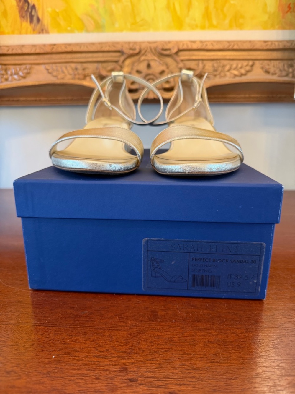 Sarah Flint Perfect Block Sandal 30 Gold Nappa 9 IT 39.5 - Picture 13 of 17